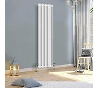 WarmeHaus 1800x470mm Vertical Traditional Radiator 2 Column White Cast Iron Style Tall Upright Radiator Central Heating
