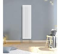 Warmehaus 1800x472mm Slimline Tall Vertical Radiators White Single Modern Wall-Mounted or Floor Standing Oval Panel Radiator
