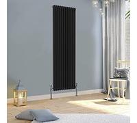 WarmeHaus 1800x560mm Vertical Traditional Radiator Double Column Black Cast Iron Style Tall Upright Radiator Central Heating