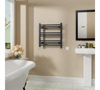 Warmehaus 400W Electric Heated Towel Rail Radiator Anthracite - 600x600mm | Prefilled, Mild Steel, Wall Mounted Bathroom Towel Warmer, Electric Small Towel Rails