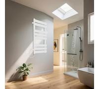 Warmehaus 500W Electric Flat Panel Heated Towel Rail 800x450mm White