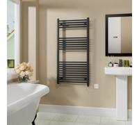 Warmehaus 600W Electric Heated Towel Rail Radiator Anthracite - 1200x600mm | Prefilled, Mild Steel, Wall Mounted Bathroom Towel Warmer, Electric Small Towel Rails