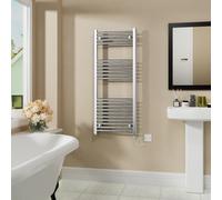 Warmehaus 600W Electric Heated Warming Towel Rail Bathroom Radiator Chrome - 1200x500mm