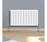 Warmehaus 600x1003mm Slimline Horizontal Radiators White Single Modern Wall-Mounted or Floor Standing Oval Panel Radiator