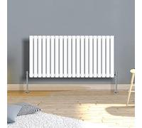 Warmehaus 600x1180mm Slimline Horizontal Radiators White Single Modern Wall-Mounted or Floor Standing Oval Panel Radiator