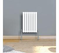 Warmehaus 600x413mm Slimline Horizontal Radiators White Single Modern Wall-Mounted or Floor Standing Oval Panel Radiator