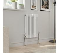 Warmehaus 600x427mm White Traditional Horizontal Radiator Triple Column Cast Iron Style Panel Radiator Central Heating