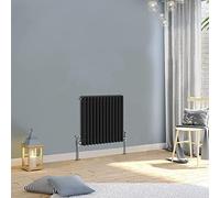 WarmeHaus 600x607mm Horizontal Traditional Triple Column Black Radiator