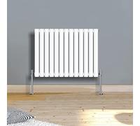 Warmehaus 600x767mm Slimline Horizontal Radiators White Single Modern Wall-Mounted or Floor Standing Oval Panel Radiator