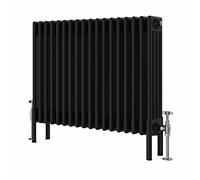 WarmeHaus 600x830mm Horizontal Traditional 4 Column Black Cast Iron Style Radiator Central Heating
