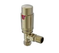 Warmehaus Angled 1 x 15mm Brushed Brass Radiator and Towel Rail Thermostatic Valves