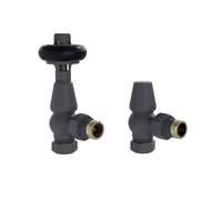 Warmehaus Angled TRV Thermostatic Radiator Valves Anthracite | Chelsea Traditional, Solid Brass, for Heated Towel Rail, Central Heating, 15mm Inlet