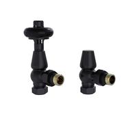 Warmehaus Angled TRV Thermostatic Radiator Valves Black | Chelsea Traditional, Solid Brass, for Heated Towel Rail, Central Heating, 15mm Inlet