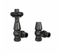 Warmehaus Angled TRV Thermostatic Radiator Valves Black Nickel | Chelsea Traditional, Solid Brass, for Heated Towel Rail, Central Heating, 15mm Inlet