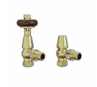 Warmehaus Angled TRV Thermostatic Radiator Valves Polished Brass | Chelsea Traditional, Solid Brass, for Heated Towel Rail, Central Heating, 15mm Inlet
