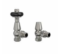 Warmehaus Angled TRV Thermostatic Radiator Valves Satin Nickel | Chelsea Traditional, Solid Brass, for Heated Towel Rail, Central Heating, 15mm Inlet