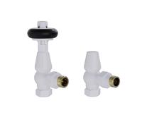 Warmehaus Angled TRV Thermostatic Radiator Valves White | Chelsea Traditional, Solid Brass, for Heated Towel Rail, Central Heating, 15mm Inlet
