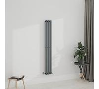 WarmeHaus Anthracite 1600x200mm Vertical Column Radiator Single Flat Panel | Wall Mounted Radiator, Rectangular Flat Panel Radiator, Designer Radiators Central Heating, Bathroom Modern Radiator
