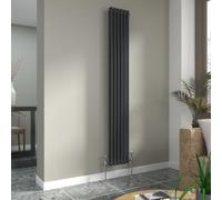 Warmehaus Anthracite 1800 x 290mm Vertical 2 Column Traditional Radiator | Tall Grey Radiator Central Heating, Wall Mounted, Designer Double Column Rads, Cast Iron Style, Bathroom Kitchen Bedroom
