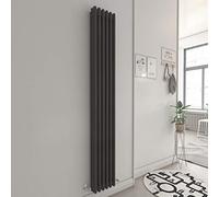 Warmehaus Anthracite 1800 x 292mm Vertical 3 Column Traditional Radiator | Tall Slim Grey Radiator Central Heating, Wall Mounted, Designer Triple Column Rads, Cast Iron Style, Bathroom Kitchen Bedroom