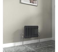 Warmehaus Anthracite 300x425mm Double Column Bathroom Traditional Radiator | Grey Small Radiator, Horizontal Wall Mounted, Central Heating, Designer Cast Iron Style, Kitchen Living Room Bedroom
