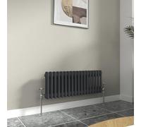 Warmehaus Anthracite 300x830mm Double Column Bathroom Traditional Radiator | Grey Small Radiator, Horizontal Wall Mounted, Central Heating, Designer Cast Iron Style, Kitchen Living Room Bedroom
