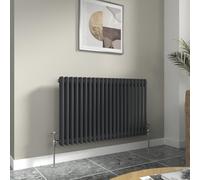 Warmehaus Anthracite 600x1010mm Double Column Bathroom Traditional Radiator | Grey Small Radiator, Horizontal Wall Mounted, Central Heating, Designer Cast Iron Style, Kitchen Living Room Bedroom