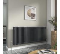 Warmehaus Anthracite 600x1460mm Double Column Bathroom Traditional Radiator | Grey Small Radiator, Horizontal Wall Mounted, Central Heating, Designer Cast Iron Style, Kitchen Living Room Bedroom