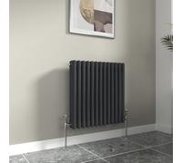 Warmehaus Anthracite 600x607mm Triple Column Bathroom Traditional Radiator | Grey Radiator, Horizontal Wall Mounted, Central Heating, Designer Cast Iron Style, Kitchen Living Room Bedroom