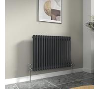 Warmehaus Anthracite 600x830mm Double Column Bathroom Traditional Radiator | Grey Small Radiator, Horizontal Wall Mounted, Central Heating, Designer Cast Iron Style, Kitchen Living Room Bedroom
