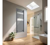 Warmehaus Anthracite Electric 500W Pre-Filled Straight Heated Towel Rail Radiator 1200x600mm