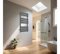 Warmehaus Bathroom Flat Panel Sand Grey Electric 500W Heated Warming Towel Rail Radiator Rad 800x500mm