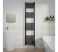Warmehaus Black Electric Heated Towel Rail Straight Thermostatic Bathroom Towel Radiator with Timer - 1800x400mm 800W