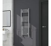 Warmehaus Contemporary Curved Bathroom Heated Towel Rail Radiator Rad 1200 x 400mm - Chrome
