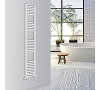 Warmehaus Curved Bathroom Heated Towel Rail Warmer 1800x300mm White | Central Heating Bathroom Ladder Radiator, 1.5mm Premium Mild Steel, Wall Mounted, Durable Finish, For Kitchen, Living Room