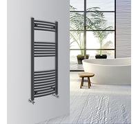 (Anthracite, 1200x500mm) Warmehaus Curved Bathroom Heated Towel Rail Warmer Radiator Central Heating