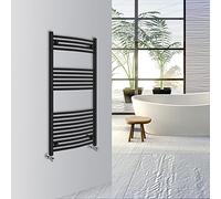 Warmehaus Curved Bathroom Heated Towel Rail Warmer Radiator Central Heating 1200x600mm - Black