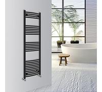 Warmehaus Curved Bathroom Heated Towel Rail Warmer Radiator Central Heating 1600x500mm - Black