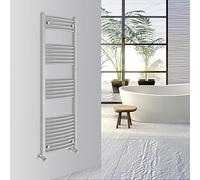 Warmehaus Curved Bathroom Heated Towel Rail Warmer Radiator Central Heating 1600x500mm - Chrome