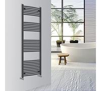 Warmehaus Curved Bathroom Heated Towel Rail Warmer Radiator Central Heating 1800x600mm - Anthracite