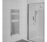 Warmehaus Curved Bathroom Heated Towel Rail Warmer Radiator Central Heating Chrome - 1200x600mm