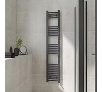Warmehaus Curved Heated Towel Rail Anthracite Bathroom Ladder Style Radiator Grey Central Heating 1600x300mm
