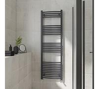 Warmehaus Curved Heated Towel Rail Anthracite Bathroom Ladder Style Radiator Grey Central Heating 1600x500mm
