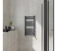 Warmehaus Curved Heated Towel Rail Anthracite Bathroom Ladder Style Radiator Grey Central Heating 800x400mm
