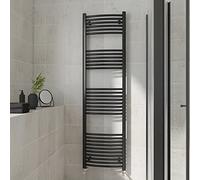 Warmehaus Curved Heated Towel Rail Black Bathroom Ladder Style Radiator Central Heating 1800x500mm