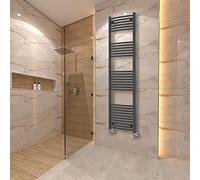 Warmehaus Curved Heated Towel Rail Radiator Ladder Anthracite Grey 1800x500mm Central Heating Radiators for Bathroom Kitchen