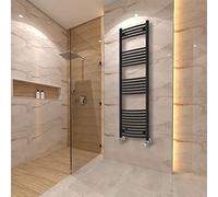 Warmehaus Curved Heated Towel Rail Radiator Ladder Black 1600x500mm Central Heating Radiators for Bathroom Kitchen