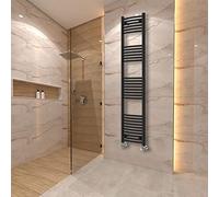 Warmehaus Curved Heated Towel Rail Radiator Ladder Black 1800x400mm Central Heating Radiators for Bathroom Kitchen