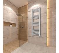 Warmehaus Curved Heated Towel Rail Radiator Ladder Chrome 1400x500mm Central Heating Radiators for Bathroom Kitchen