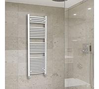 Warmehaus Curved Heated Towel Rail Radiator Ladder White 1500x600mm Central Heating Radiators for Bathroom Kitchen